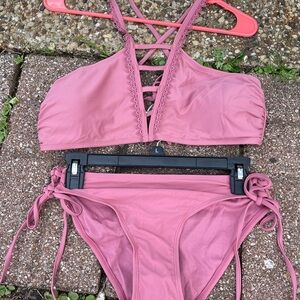 Xhilaration Pink Bikini Set top is xl bottoms are lrg move and lace